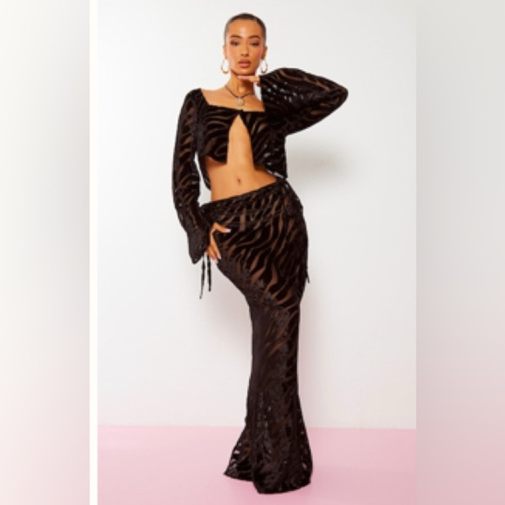 Velvet Mesh Black Zebra Print 2 maxi set